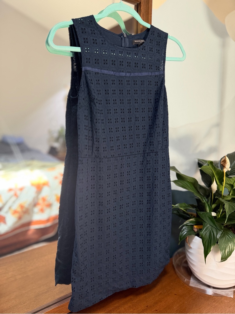 Banana Republic Navy Eyelet Shift Dress - 0